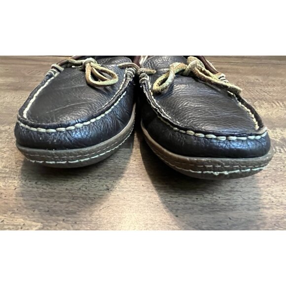 LL Bean Handsewn Slippers Shoes Men\'s 8M Flannel Lined Brown Leather 212164